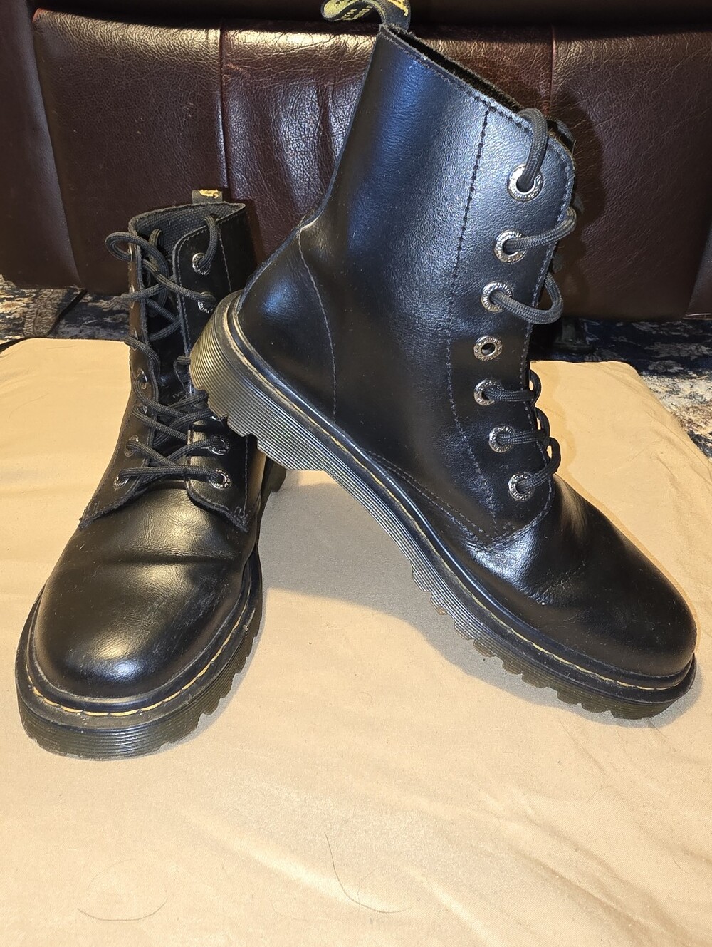 Dr. Martens Black Womens Lace-Up Combat Boots